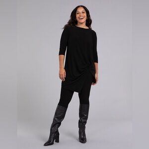 Sympli Side Twist Tunic Black 3/4 Sleeve